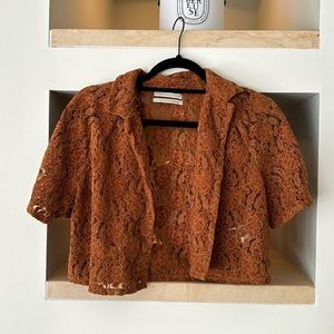 SOLD OFFLINE / Not Available 
Crop button down, floral knit